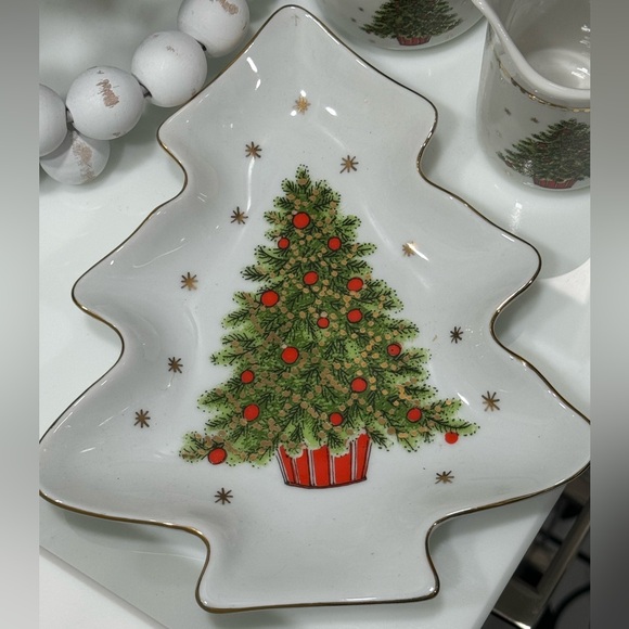 Vintage George Good Japan Christmas Tree Cream and Sugar, and Treat Tray - Picture 9 of 12